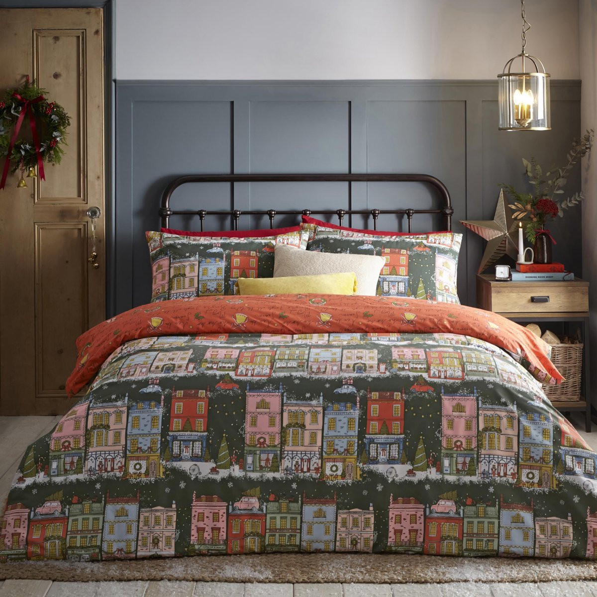 Omgoods Christmas Spirit Dekbedovertrek Set - King - Groen