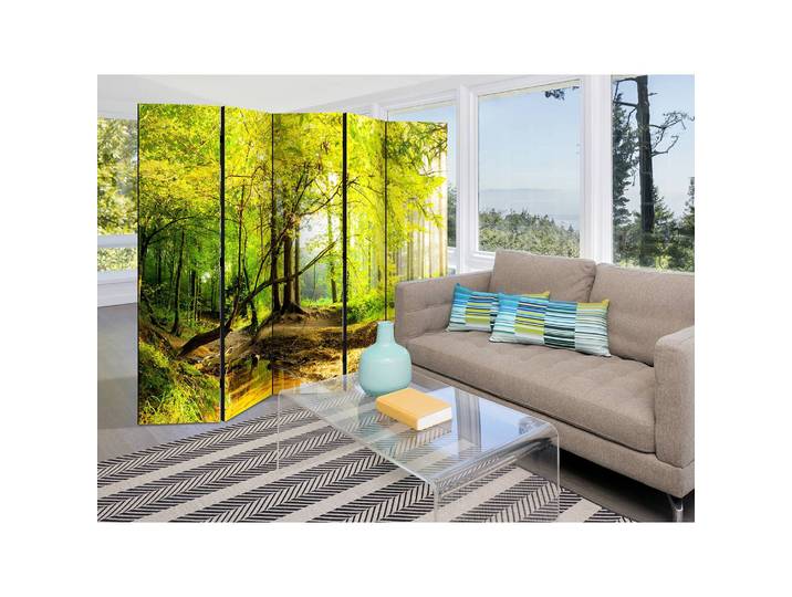 Paravent Forest Clearing Polaire Vert 225 x 172 x 3cm 5 éléments