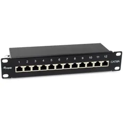 equip Patchpanel 12x RJ45 Cat6A 10" FTP 1HE Premium schwarz, Server Zubehör, Schwarz