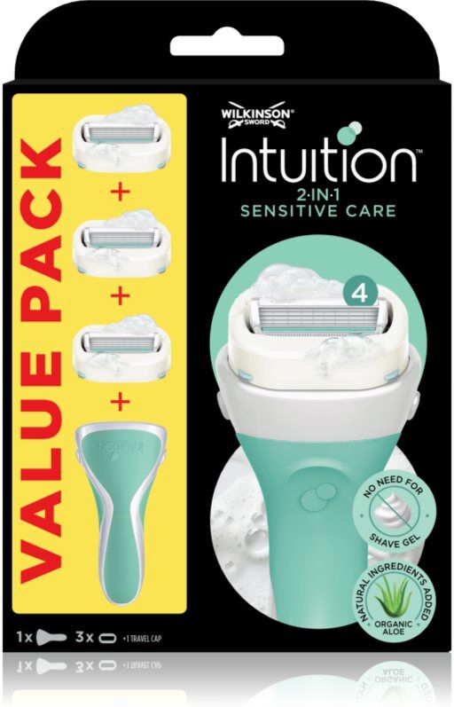 Wilkinson Sword Intuition 2in1 Soap & Shave Sensitive rasoir + tête de rechange 3 pcs