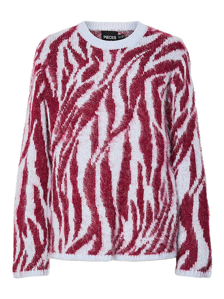 Pieces Pullover "Mynthe" in Hellblau/ Rot - M