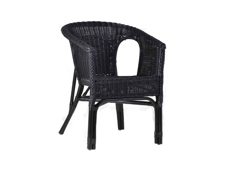 MiaMöbel Rattanstuhl 'Mina' schwarz Rattan Landhaus