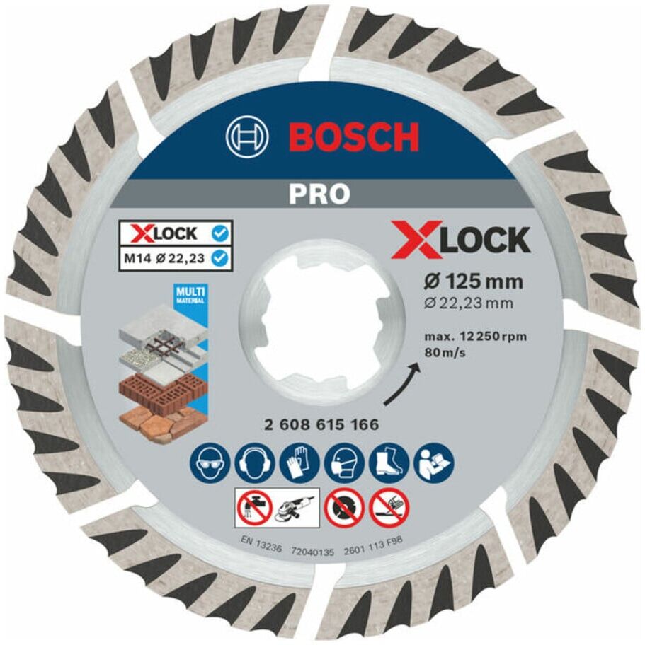 Bosch X-LOCK Trennscheibe Standard for Universal 125x2mm für Metall und Stein, 2608615166)