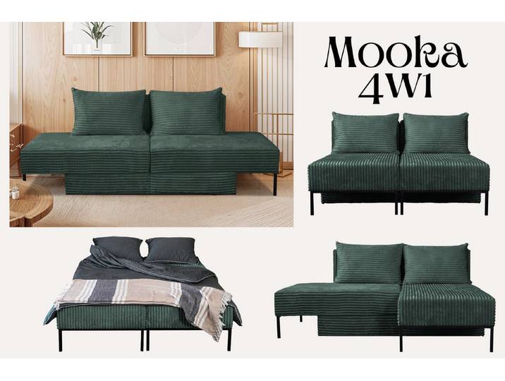 Kaiser Möbel Schlafsofa Ecksofa, Betten, Liegestuhl, MOOKA 4in1-Multifunktions-System