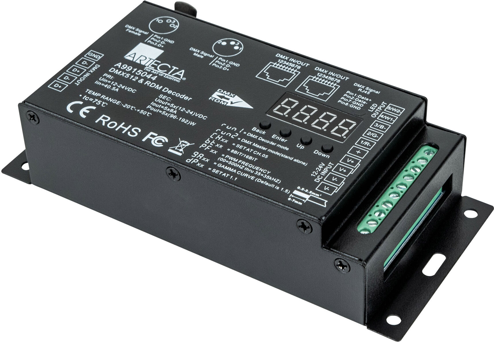 Artecta Led Dim-5 Rdm 5 Kanäle Neutrik Xlr 3-Polig & Rj45
