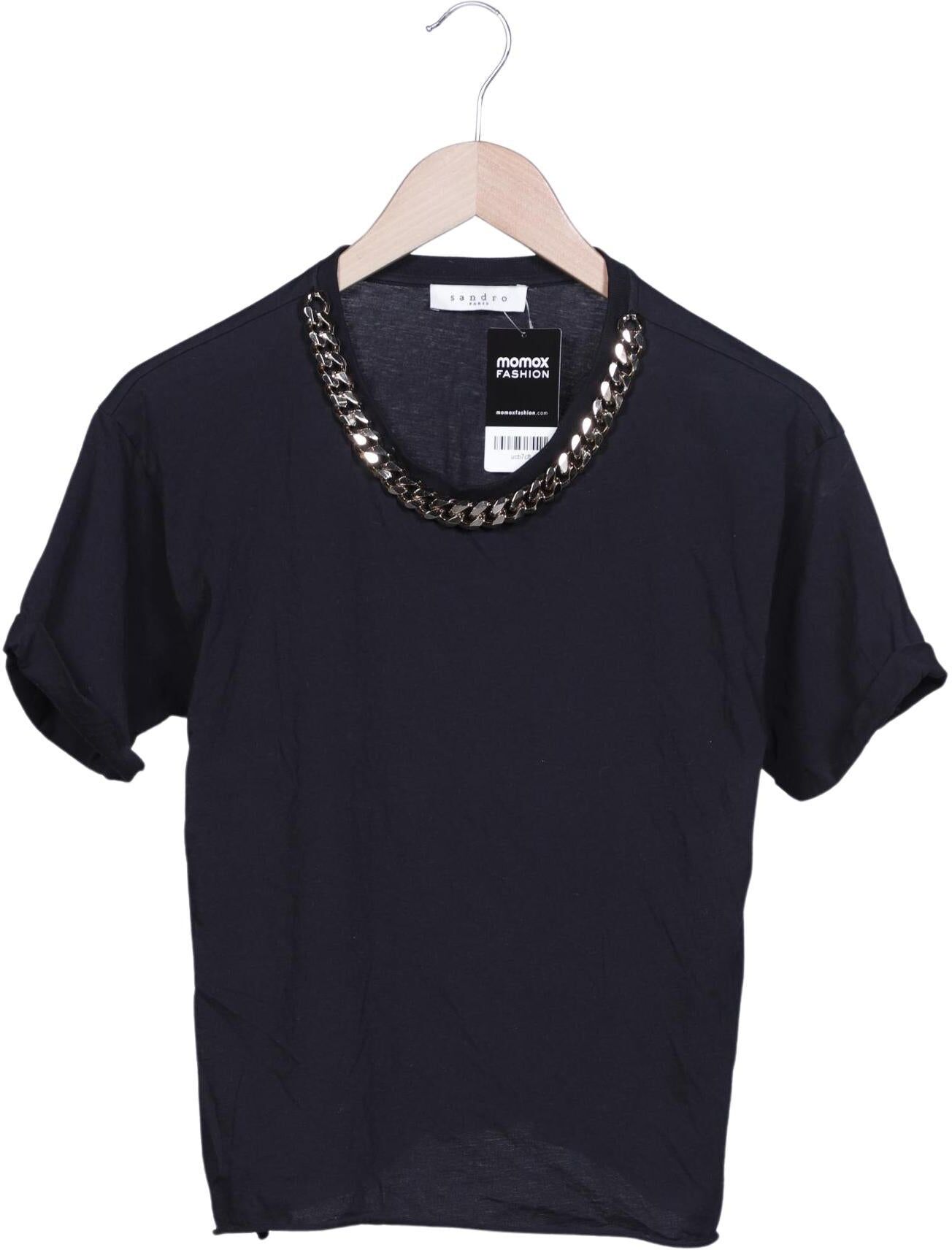 Sandro Damen T-Shirt, Schwarz, Gr. EU 36 (Sandro 1), Baumwolle - Second Hand