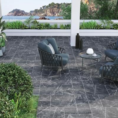 "Merola Tile Timeless Marquina Natural Modular 39-3/8"" x 39-3/8"" Porcelain Floor and Wall Tile"