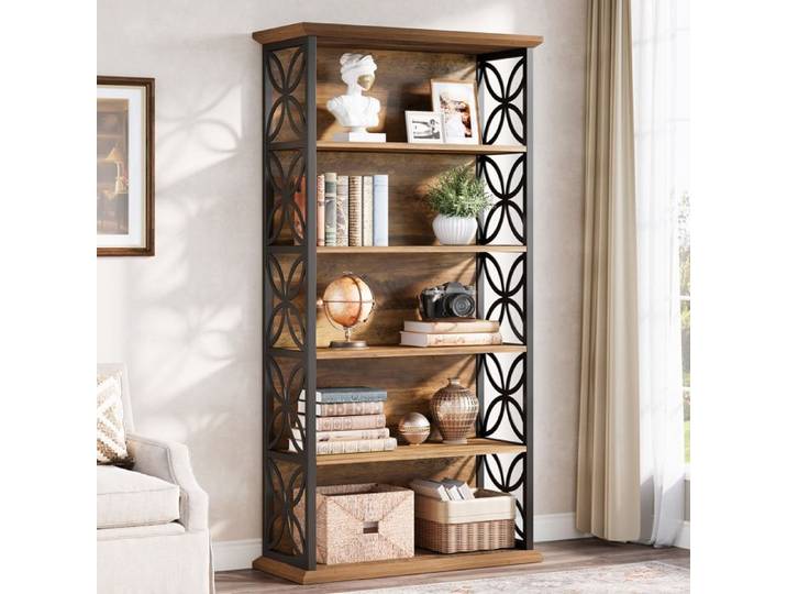 Bibliothèque - LITTLE TREE - Little Tree - 6 étagères - 80×32×180 cm - Cadre métal Marron rustique