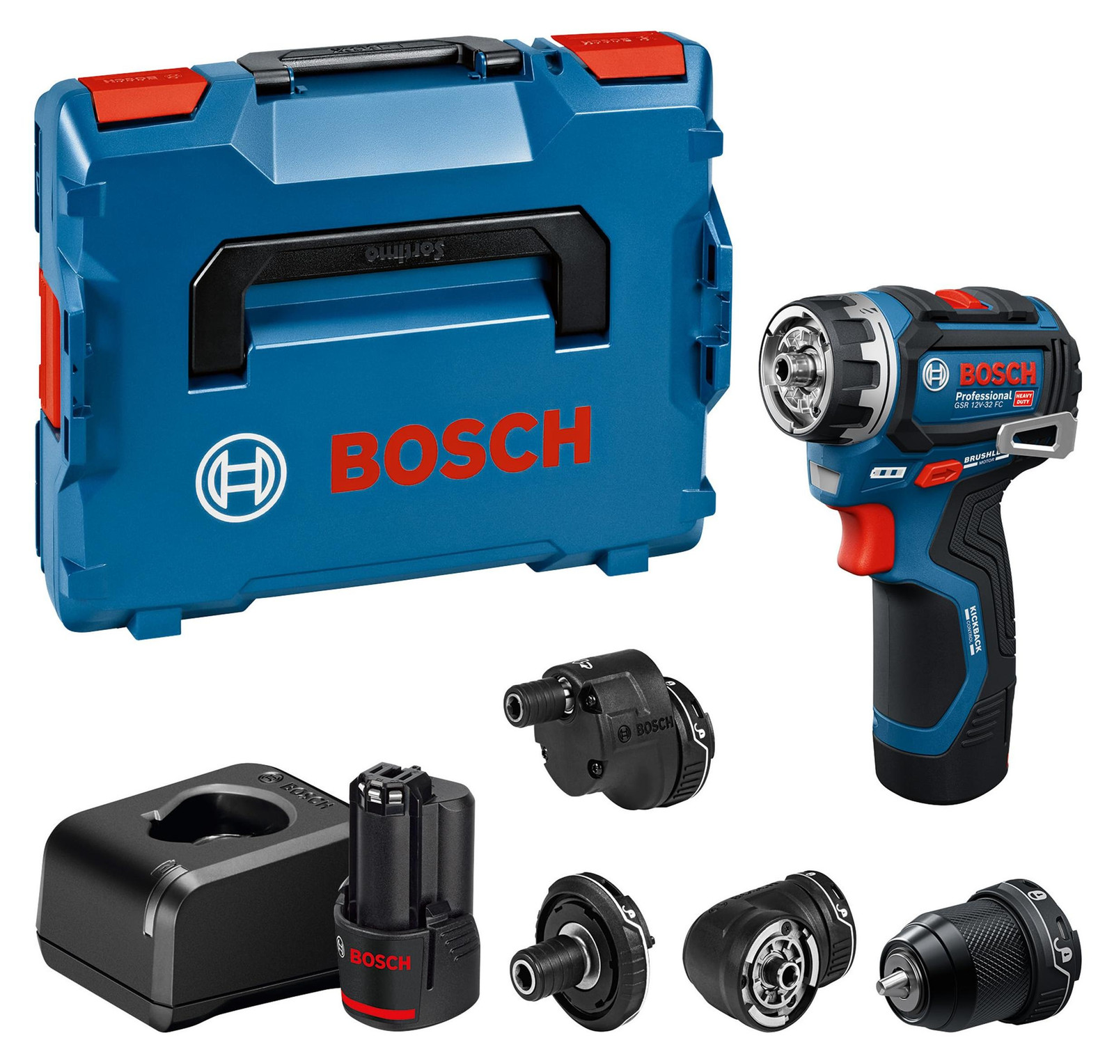 Bosch Professional GSR 12V-32 FC Cordless schroevendraaier met FlexiClick en Advanced KickBack Control, 2x2.0Ah