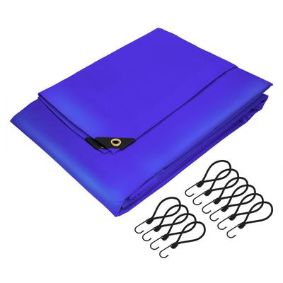 ECD Germany Premium Abdeckplane 5x4 m 20 m² 650 g/m² Blau PVC Wasserdicht Reißfest 10 Haken LKW-Plane Schutzplane Garten