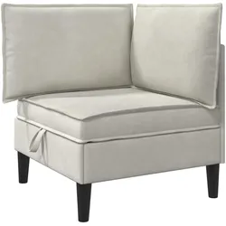 vidaXL, Wohnwand, Wohnzimmergarnitur 5 Stk. Creme Samt