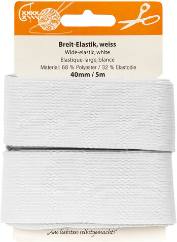 buttinette Gummiband "Breit-Elastik", weiß, Breite: 40 mm, Länge: 5 m