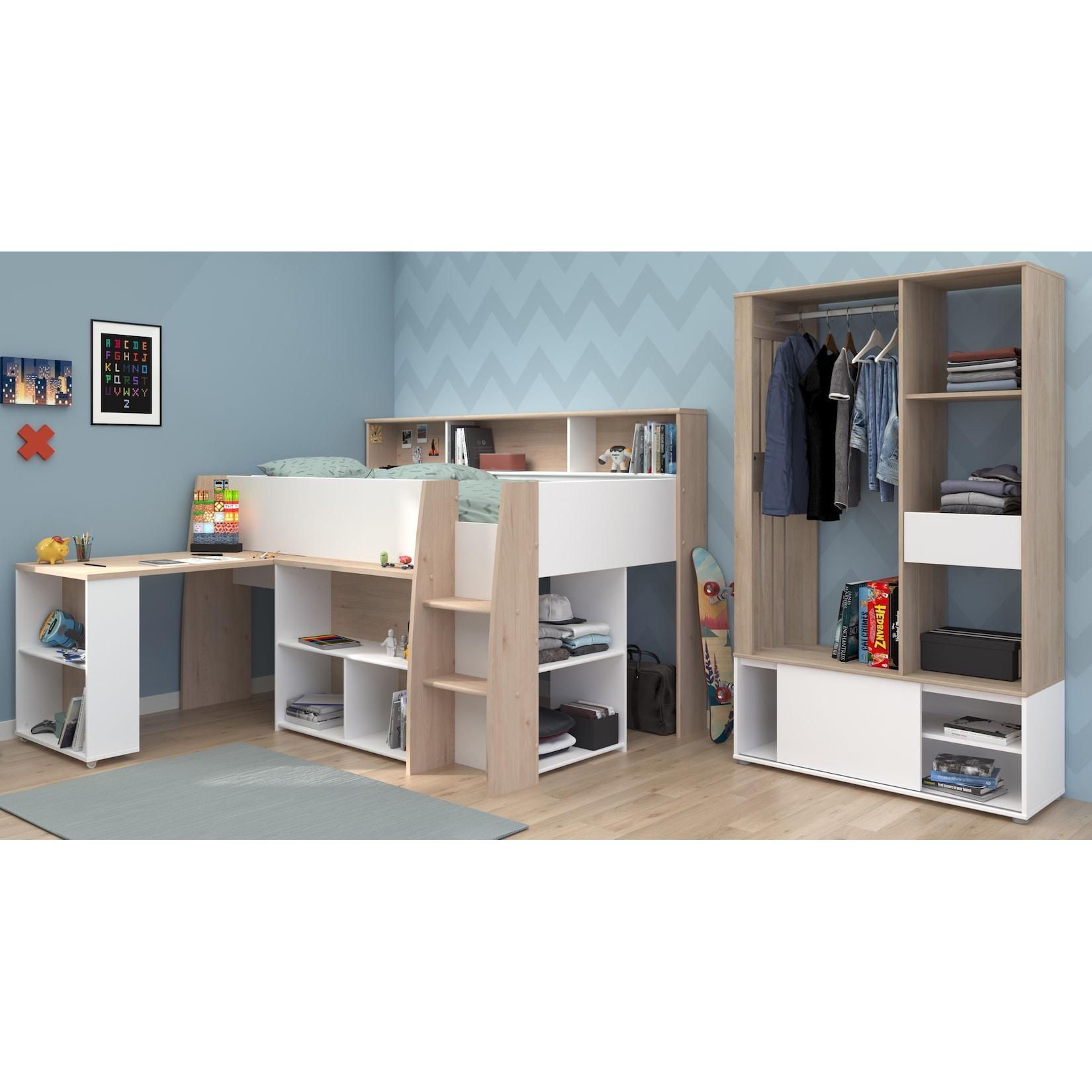 Parisot Kinderzimmer Set 2-tlg. "Lucas 11" Weiß / Japanische Eiche