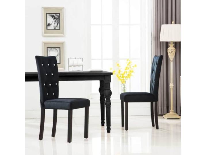 HEFZGDB 2 Esszimmerstühle Samt Schwarz mit Kristallknöpfen - Robuster Massivholzrahmen und Dicke Polsterung für Komfort - Elegante Sessel für Wohnzimmer und Essbereich