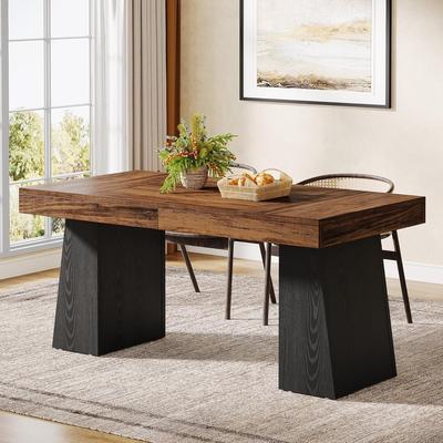 YUZHOU 55-Inch Dining Table for 4-6, Rectangular Dining Room Table with Sturdy Legs