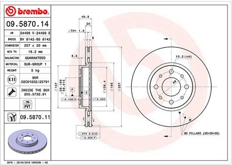 Magneti Marelli Bremsscheibe 360406021900 257mm 20mm Für Lancia Fiat Alfa Romeo (Nanjing)