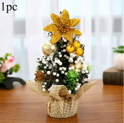 Inspire Picks Mini Merry Christmas Tree 20cm Desktop Holiday Decoration For Home And Office gold 1pc
