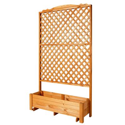 Spalier PROMADINO "Romantica", braun (honigbraun), B:120cm H:210cm T:38cm, Massivholz, Rankhilfen, mit Pflanzkasten, BxTxH: 120x38x210 cm
