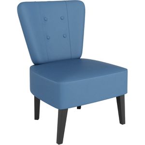 meet-powered-by-PAPERFLOW Loungesessel BRIGHTON, FTBRISC.01.06, blau, mit Vierfußgestell aus Holz und Kunstlederbezug