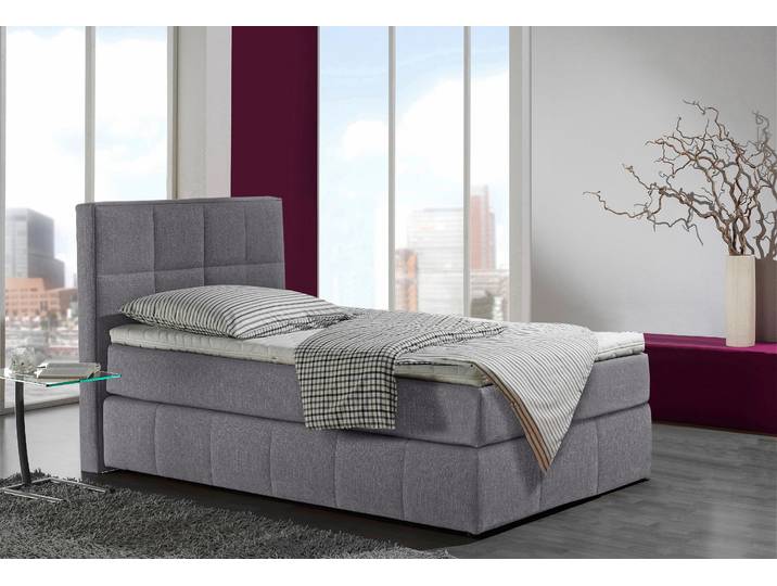Boxspringbett, Strukturstoff, Anthrazit, 112×215 cm, Feine Steppung, Modern, Inosign