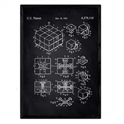 POSTER Rubiks Cube Patent A3 Rahmenlos