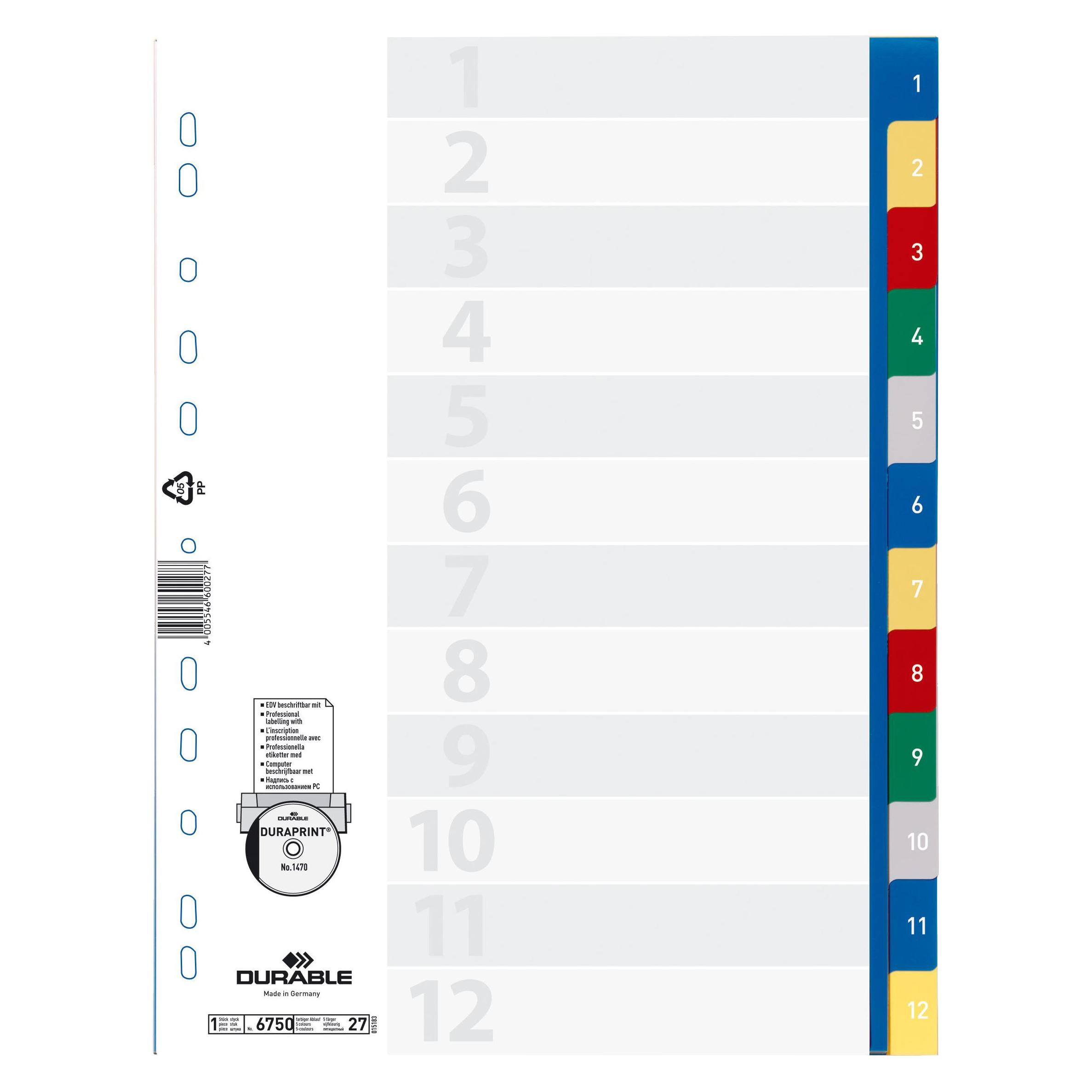 Durable PP-Register, diverse Ausführungen, einzeln (675027)