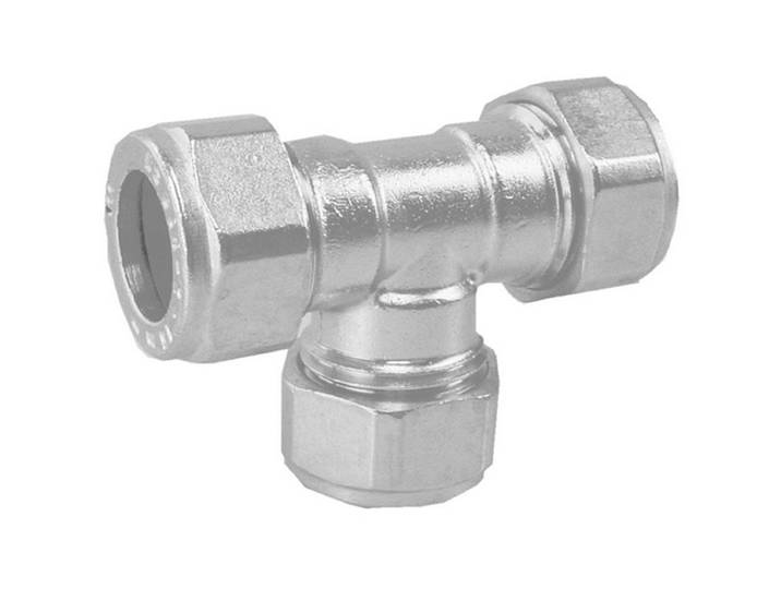 Riko P-701 Messing Knel T-Stuk 12mm Vernikkeld