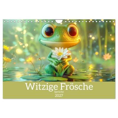 Witzige Frösche - Sprüche (Wandkalender 2027 DIN A4 quer), CALVENDO Monatskalender