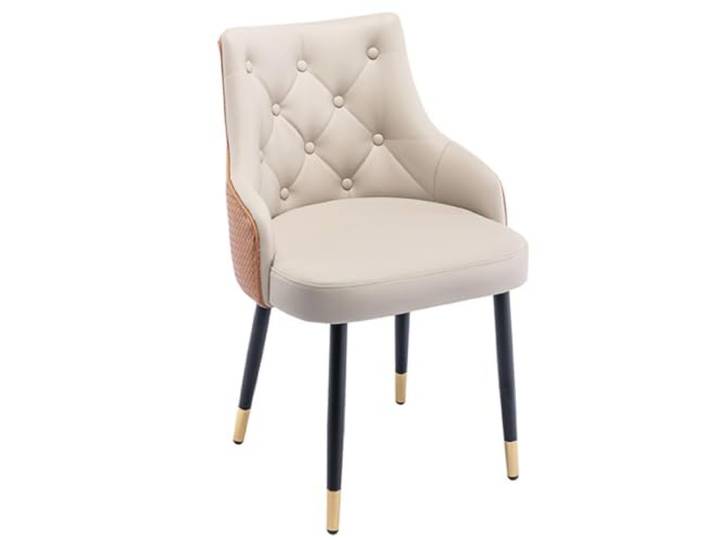 EYUIOPLM Esszimmerstühle aus Kunstleder, Küchenstühle Wohnzimmer-Schlafzimmer-Kaffee-Bistro-Café-Seitenschreibtischstuhl, ergonomisches Design(Khaki gold)