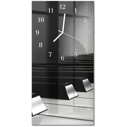WANDUHR aus Glas 30x60 cm - Klaviertasten