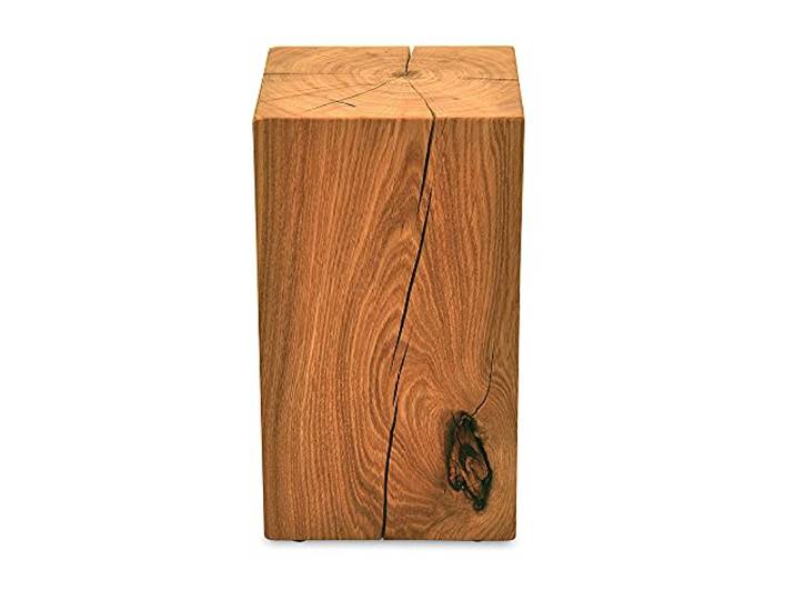 ms factory Holzblock Eiche Massiv - Handgefertigter Holzklotz - Rustikale Holzsäule - Beistelltisch Hocker Dekosäule - 20 x 20 x 40 cm