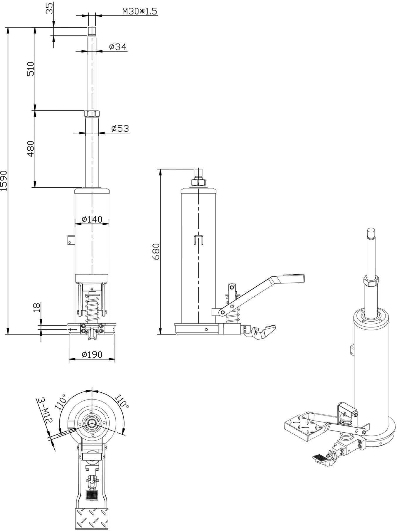 BGS Hydraulikzylinder für Art. 9233 (9233-2) ; BGS technic)