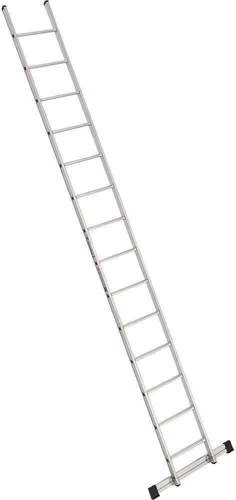 Sprossen-Anlegeleiter, Breite 410 mm, 14 Sprossen mit Traverse euroline