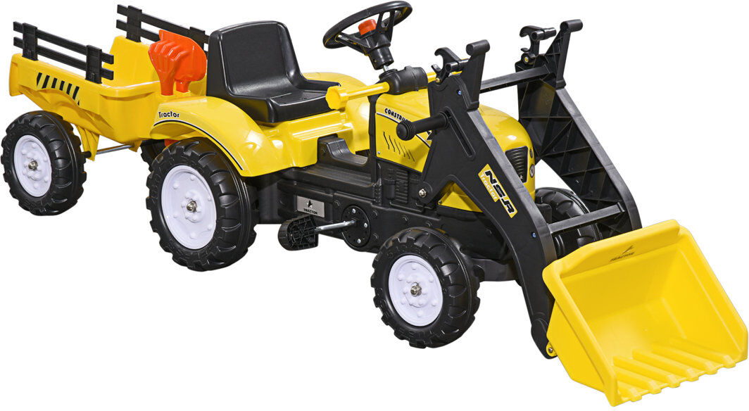 Freeport Park HOMCOM Pedal Go Kart Ride on Excavator Wheels Tyres Kids Children -Yellow Yellow