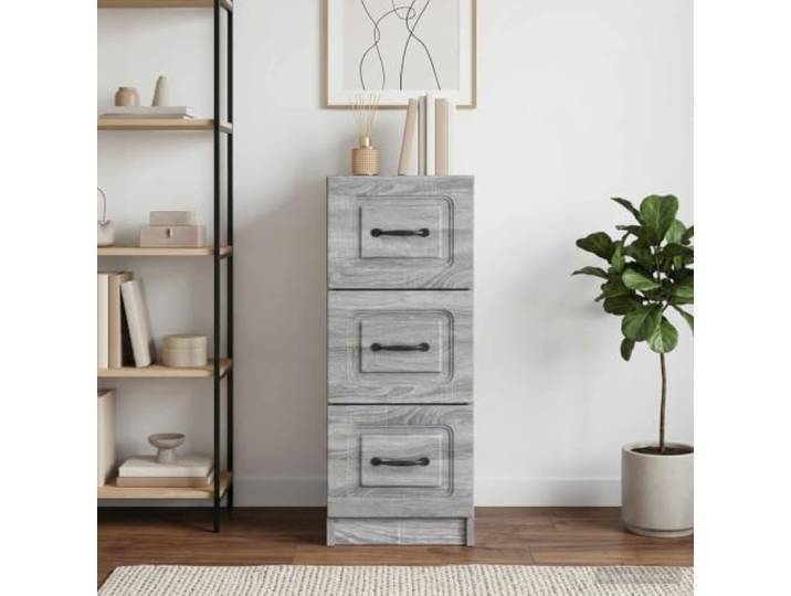 KGHFDVB Schubladenschrank Graues Sonoma 33 x 34,5 x 87 cm Holzwerkstoff Mit Bogenöffnungen, Mehrere Schubladen, Robust, Platzsparend, Für Wohnzimmer