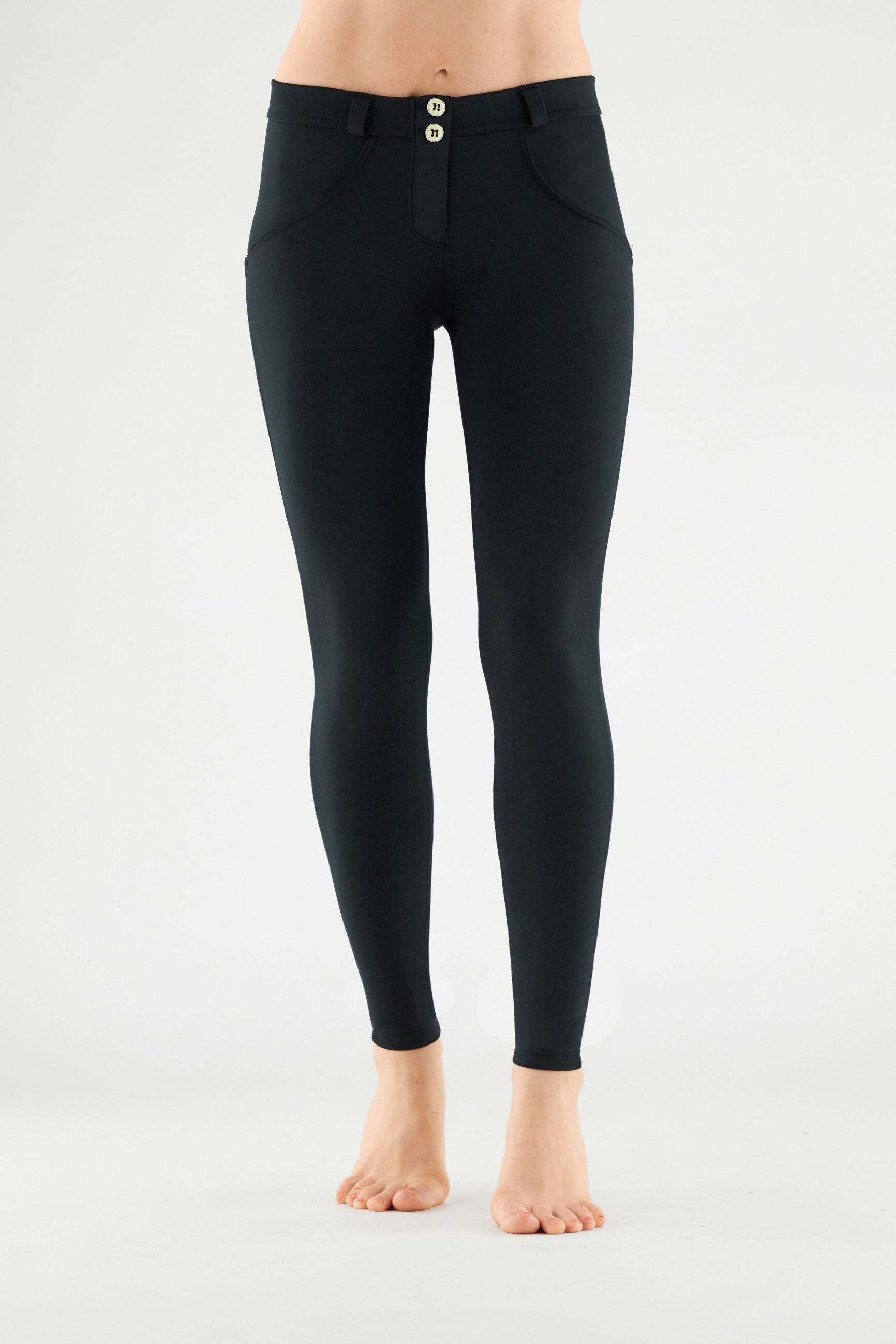 Leggings FREDDY "Leggings WRUP2RC004REC", Damen, Gr. L, EURO, schwarz, Obermaterial: 78% Polyester PES. 22% Elasthan EL., Hosen Leggings schwarz L, EURO