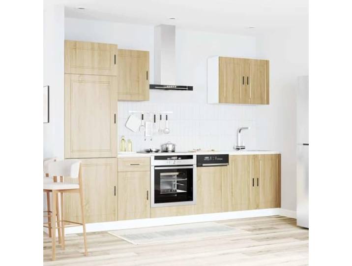 KTHLBRH Küchenmöbel-Set 7-teilig Porto Eiche Sonoma Technisches Holz, verstellbare Füße, glatte Oberfläche, einfache Reinigung