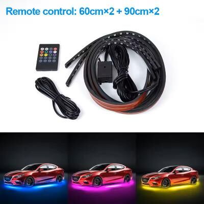 Inspire Select RGB Car Underglow Neon Light Kit 4 Piece Sound Active Colored Accent Strip Ambient Lighting (APP Control, Underbody & remote 60 90cm