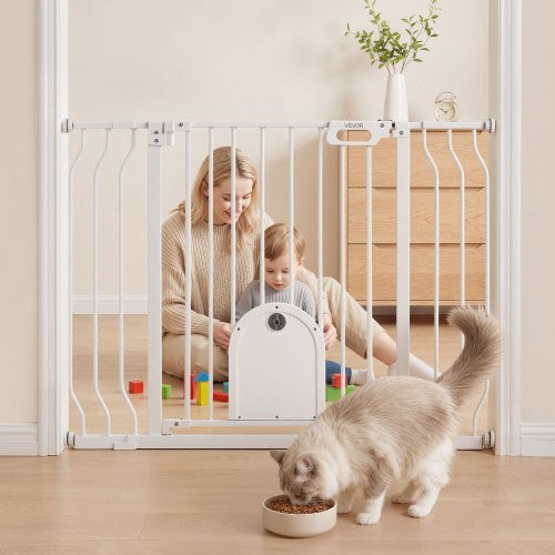 VEVOR Traphekje met kattenluik, Verstelbare breedte 75–111 cm, Wit