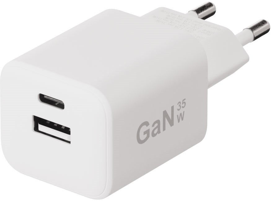 X2O Vægoplader m. 1x USB-A / 1x USB-C / 1x USB-C Kabel - 1.2m / 35W - Hvid