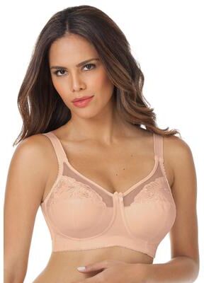 Plus Size Women's Embroidered Wireless Bra by Elila in Nude (Size 38 D)