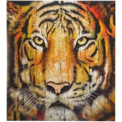 ÖLGEMÄLDE TIGER HANDGEMALT Mehrfarbig