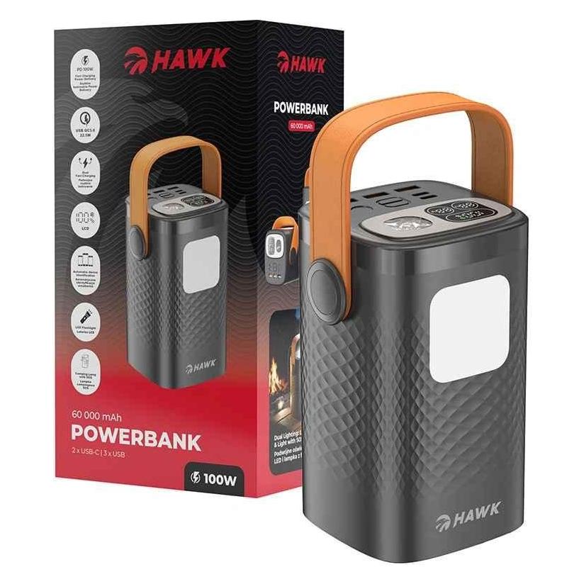 Hawk HW-PB60000 Powerbank 60.000 mAh, schwarz (60000 mAh) (HW-PB60000)