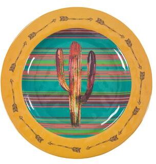 HiEnd Accents Cactus Design Melamine Dinner Plate, 4 PC