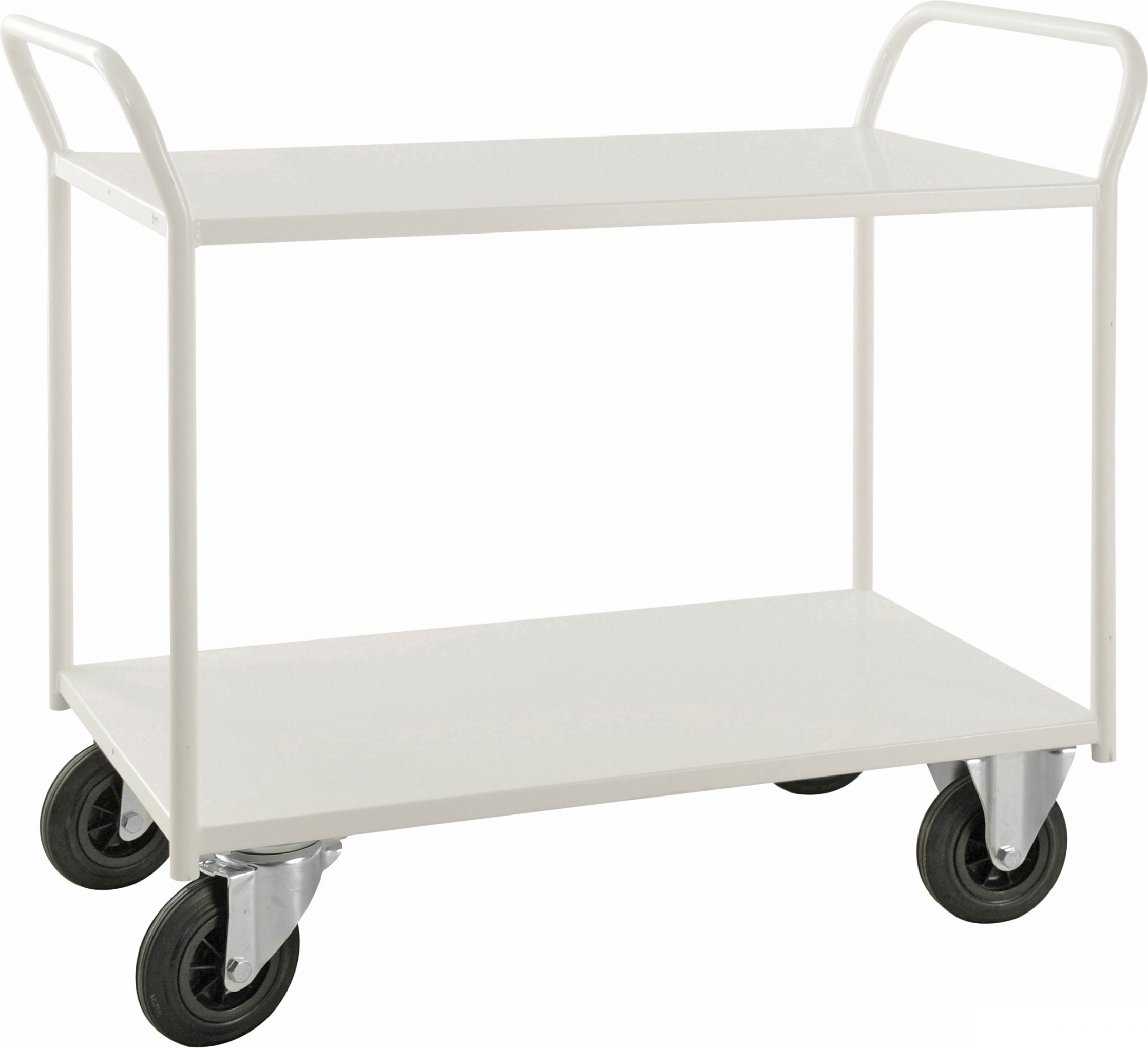 Kongamek Etagenwagen voll verschweisst in weiß mit 2 Böden 940x540mm Ladefläche mit Bremse