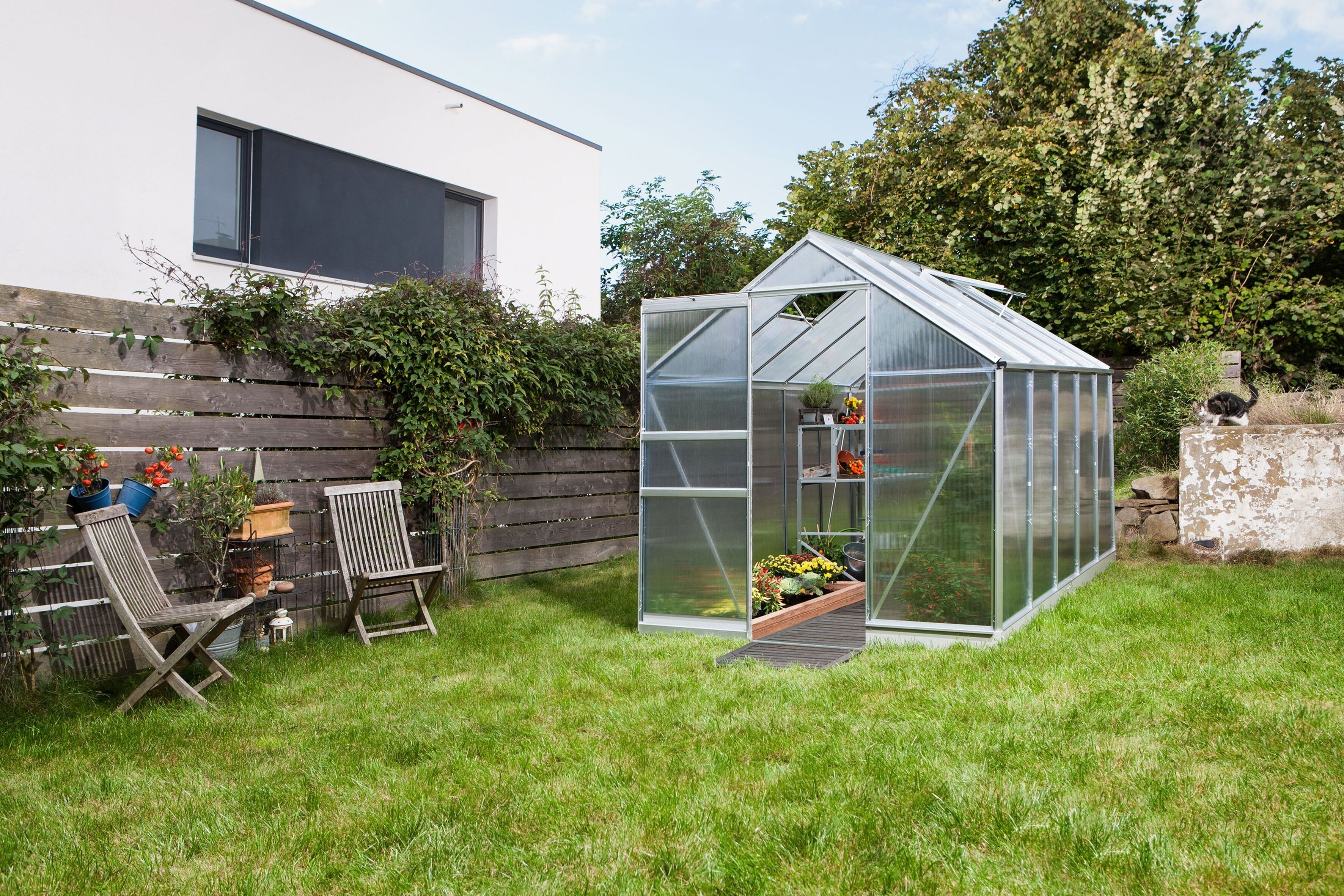 Gewächshaus VITAVIA "Apollo 5000", silber (silberfarben), B:194cm T:263cm, Gewächshäuser, Gewächshaus
