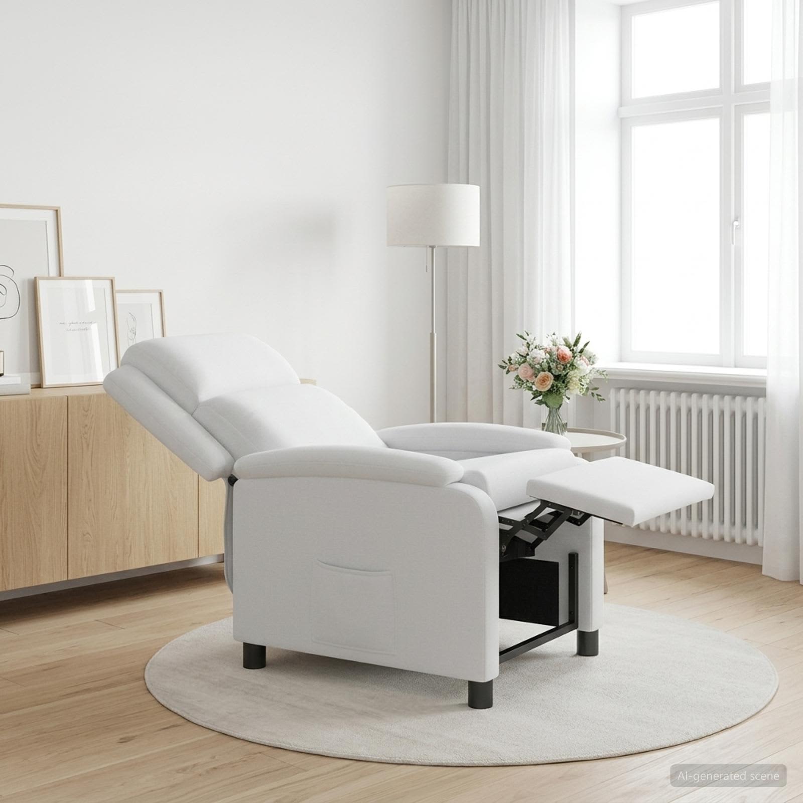 vidaXL Fauteuil inclinable Blanc Tissu