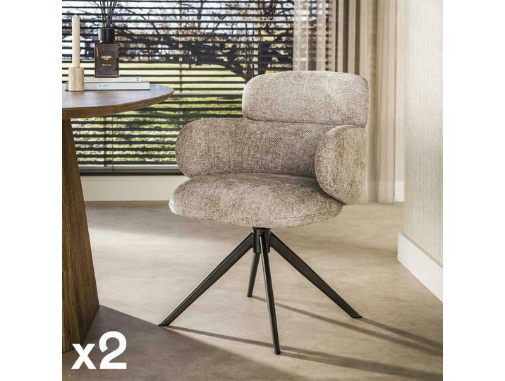 Fauteuil pivotant à ailettes (lot de 2) CREEK - Sable