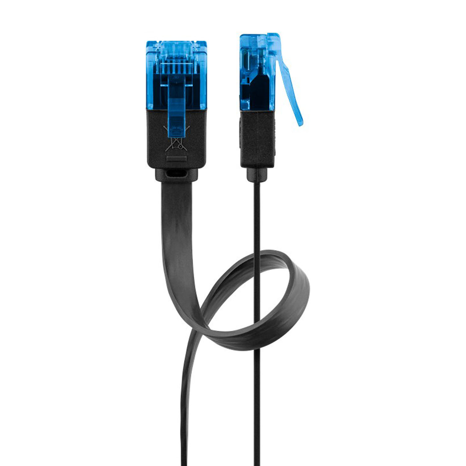 Goobay platte patchkabel Cat 6a U/UTP, zwart, 2 meter