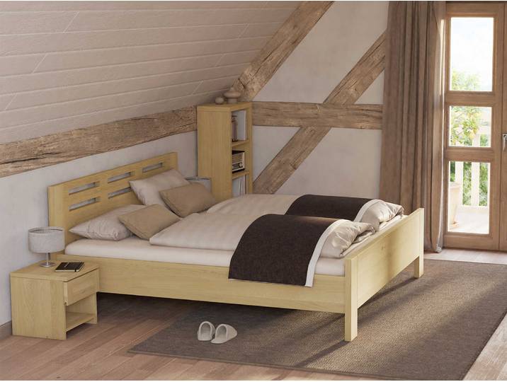 Bett „Bernhard“ aus Eiche Hell 80 x 220 cm Massivholz Eiche Hell